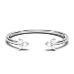 Open Cuff Ring with Accents in 925 Sterling Silver with White Premium Zirconia