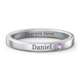 Stackable Birthstone Ring with Engraving