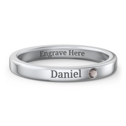 Stackable Birthstone Ring with Engraving