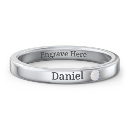 Stackable Birthstone Ring with Engraving