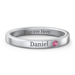 Stackable Birthstone Ring with Engraving
