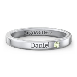 Stackable Birthstone Ring with Engraving