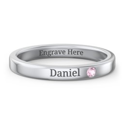 Stackable Birthstone Ring with Engraving