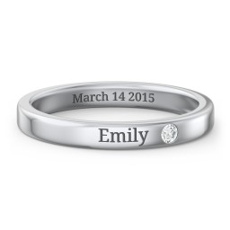 Stackable Birthstone Ring with Engraving