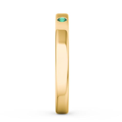 Stackable Birthstone Ring with Engraving – 18K Gold Plated Silver with Emerald