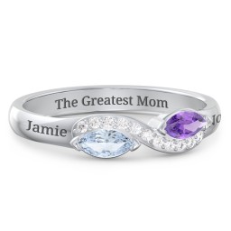 Infinity Marquise Ring with Accents in 925 Sterling Silver