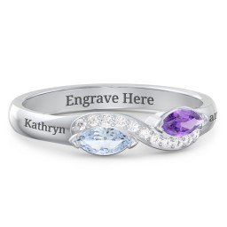 Infinity Marquise Ring with Accents in 925 Sterling Silver with Aquamarine, Amethyst, and White Premium Zirconia