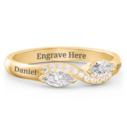 Infinity Marquise Ring with Accents in 10K Solid Yellow Gold with White Sapphire and White Premium Zirconia