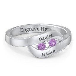 Swirl Double Birthstone Ring in 925 Sterling Silver with Amethyst