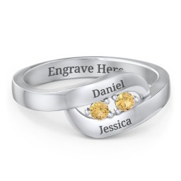 Swirl Double Birthstone Ring in 925 Sterling Silver with Citrine