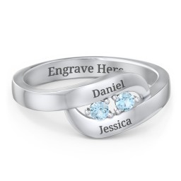 Swirl Double Birthstone Ring in 925 Sterling Silver with Blue Topaz