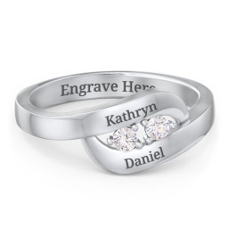 Swirl Double Birthstone Ring in 925 Sterling Silver
