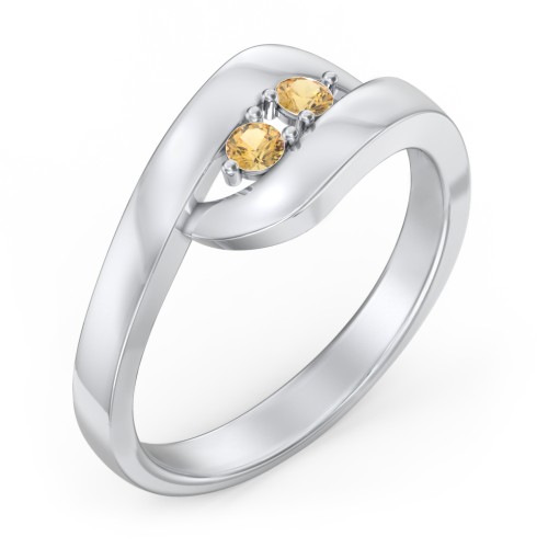 Swirl Double Birthstone Ring – Sterling Silver with Citrine