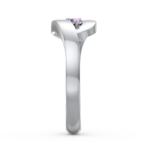 Swirl Double Birthstone Ring – Sterling Silver with Amethyst