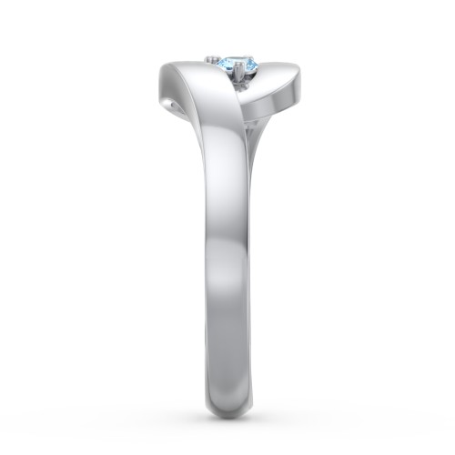 Swirl Double Birthstone Ring – Sterling Silver with Blue Topaz