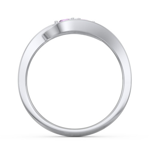 Swirl Double Birthstone Ring – Sterling Silver with Amethyst