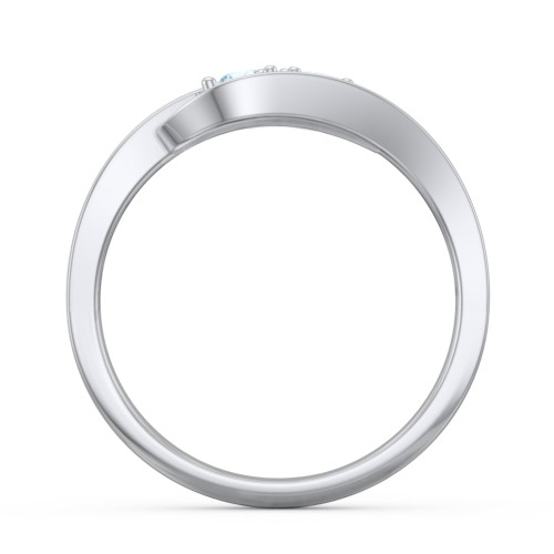 Swirl Double Birthstone Ring – Sterling Silver with Blue Topaz