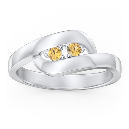 Swirl Double Birthstone Ring – Sterling Silver with Citrine