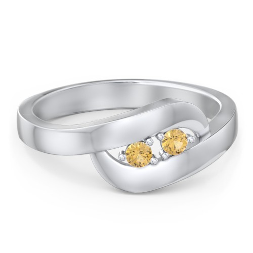 Swirl Double Birthstone Ring – Sterling Silver with Citrine