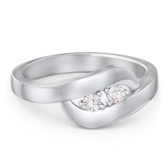 Swirl Double Birthstone Ring – 10K Yellow Gold with Cubic Zirconia