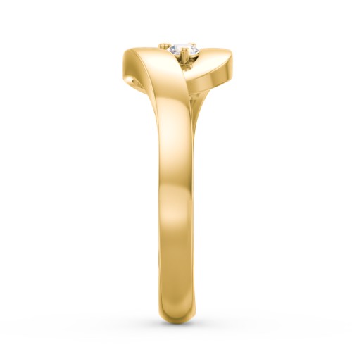 Swirl Double Birthstone Ring – 10K Yellow Gold with Cubic Zirconia