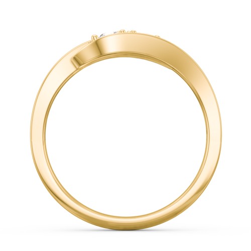 Swirl Double Birthstone Ring – 10K Yellow Gold with Cubic Zirconia