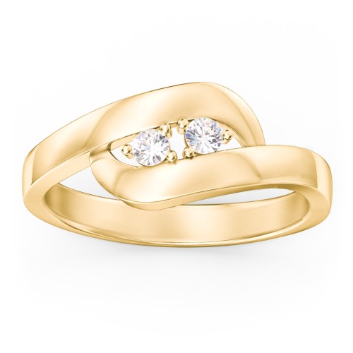 Swirl Double Birthstone Ring – 10K Yellow Gold with Cubic Zirconia