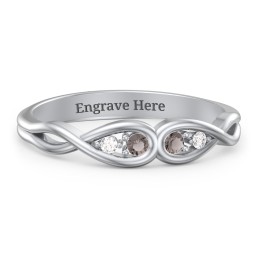 Double Infinity Birthstone Ring with Accents in 925 Sterling Silver