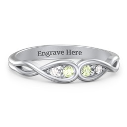 Double Infinity Birthstone Ring with Accents in 925 Sterling Silver