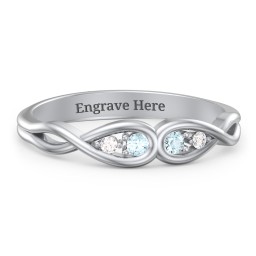 Double Infinity Birthstone Ring with Accents in 925 Sterling Silver with Blue Topaz and Diamond