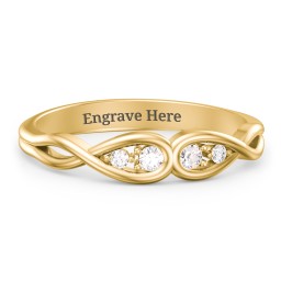 Double Infinity Birthstone Ring with Accents in 10K Solid Yellow Gold with Cubic Zirconia and White Premium Zirconia