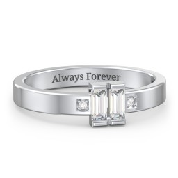 Baguette Birthstone Ring with Accents