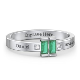 Baguette Birthstone Ring with Accents