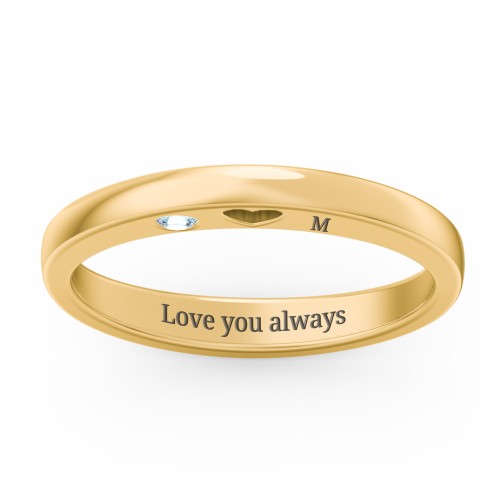 Peekaboo Birthstone Ring with Heart Cut Out – 18K Gold Plated Silver with Blue Topaz