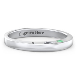 Peekaboo Birthstone Ring with Heart Cut Out in 925 Sterling Silver with Ruby and Emerald
