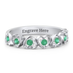 Multi-Heart Ring with Birthstones