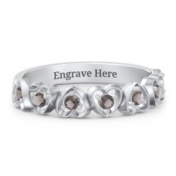 Multi-Heart Ring with Birthstones