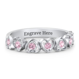 Multi-Heart Ring with Birthstones