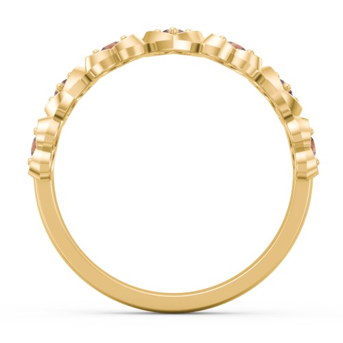 Multi-Heart Ring with Birthstones – 18K Gold Plated Silver with Garnet