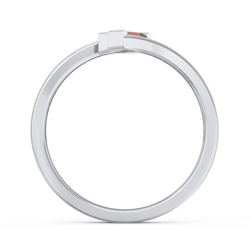 Engravable Slanted Baguette Ring – Sterling Silver with Garnet