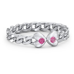 Curb Link Chain Heart Ring