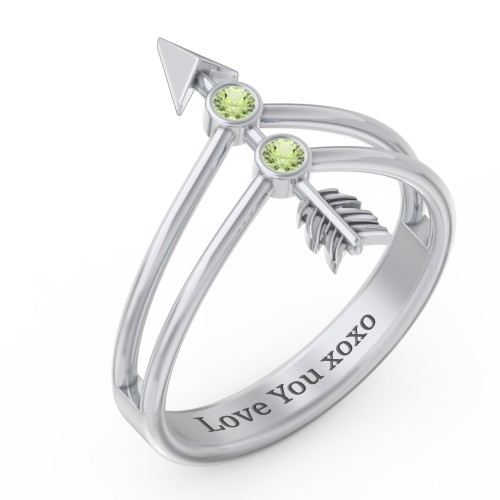 Cupid's Arrow Ring – Sterling Silver with Peridot