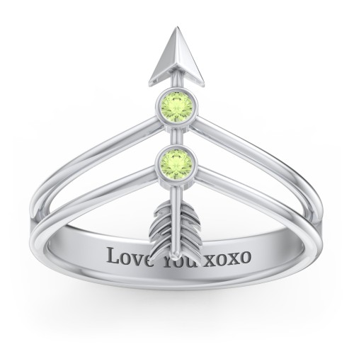 Cupid's Arrow Ring – Sterling Silver with Peridot