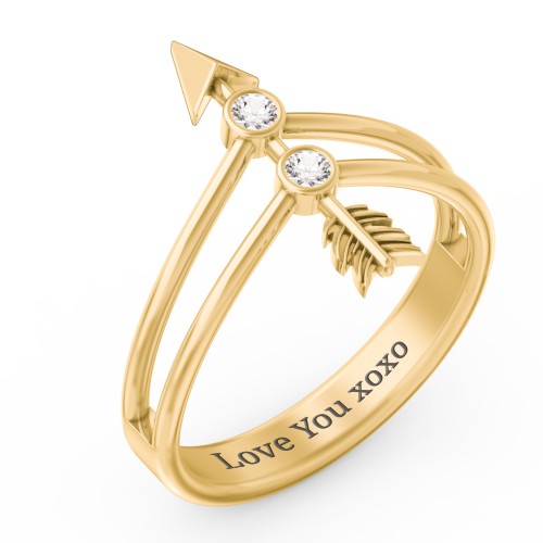 Cupid's Arrow Ring – 10K Yellow Gold with Cubic Zirconia