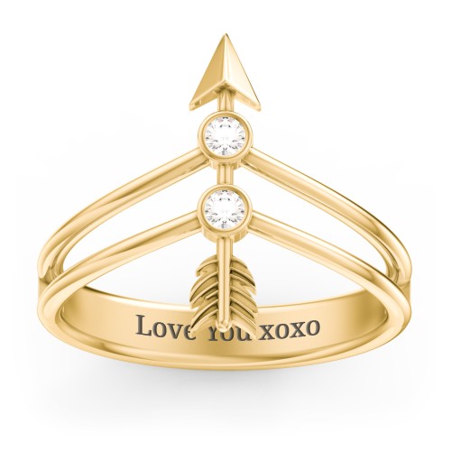 Cupid's Arrow Ring – 10K Yellow Gold with Cubic Zirconia