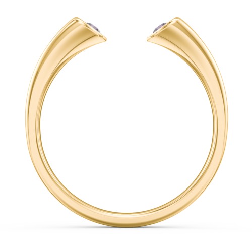 Engravable Open Cuff Heart Ring with Gemstones – 18K Gold Plated Silver with Alexandrite