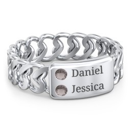 Heart Chain Link Ring with Nameplate