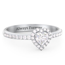 Halo Heart Ring with Accented Band