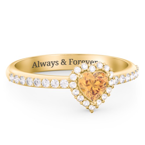 Halo Heart Ring with Accented Band