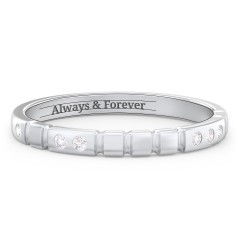 "Love" Morse Code Ring with Accents – Sterling Silver with White Premium Zirconia